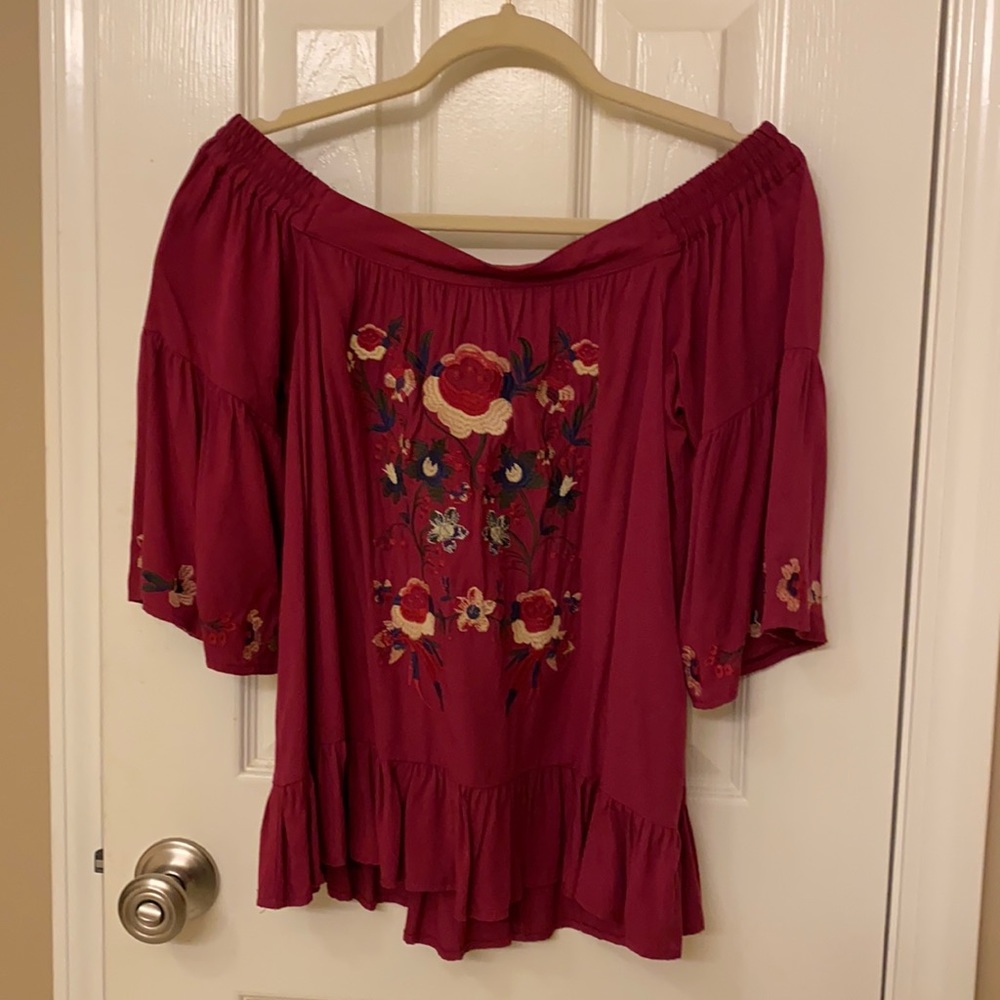 Off The Shoulder Embroidered Top